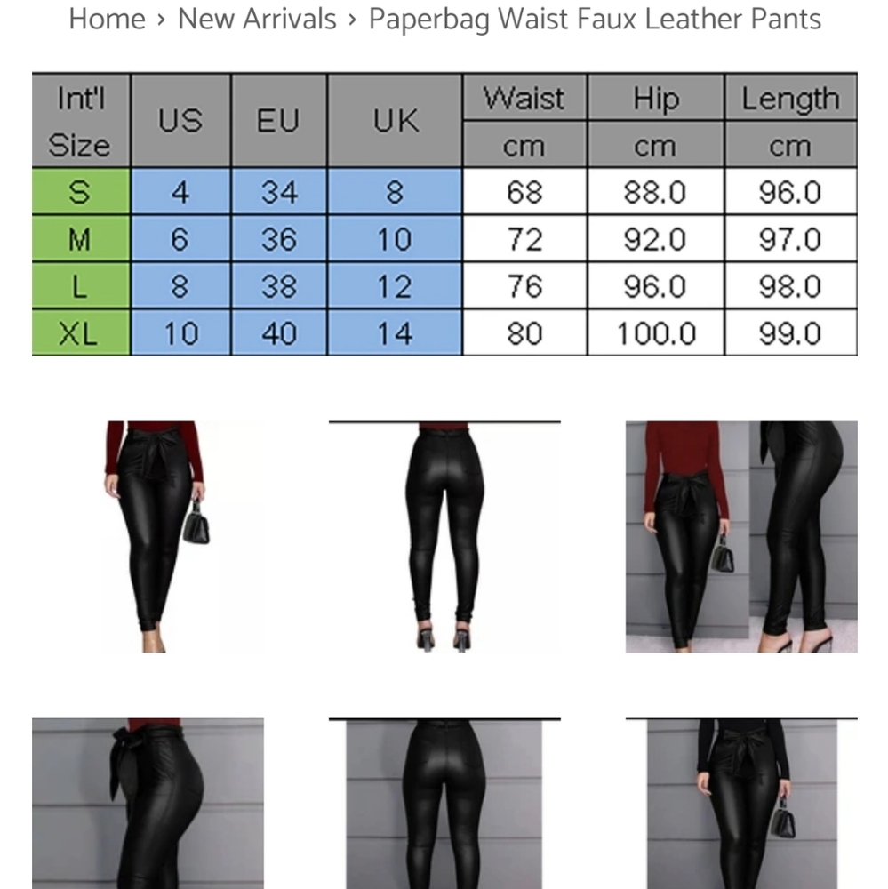 Paperbag Waist Faux Leather Pants - Picture 7 of 8